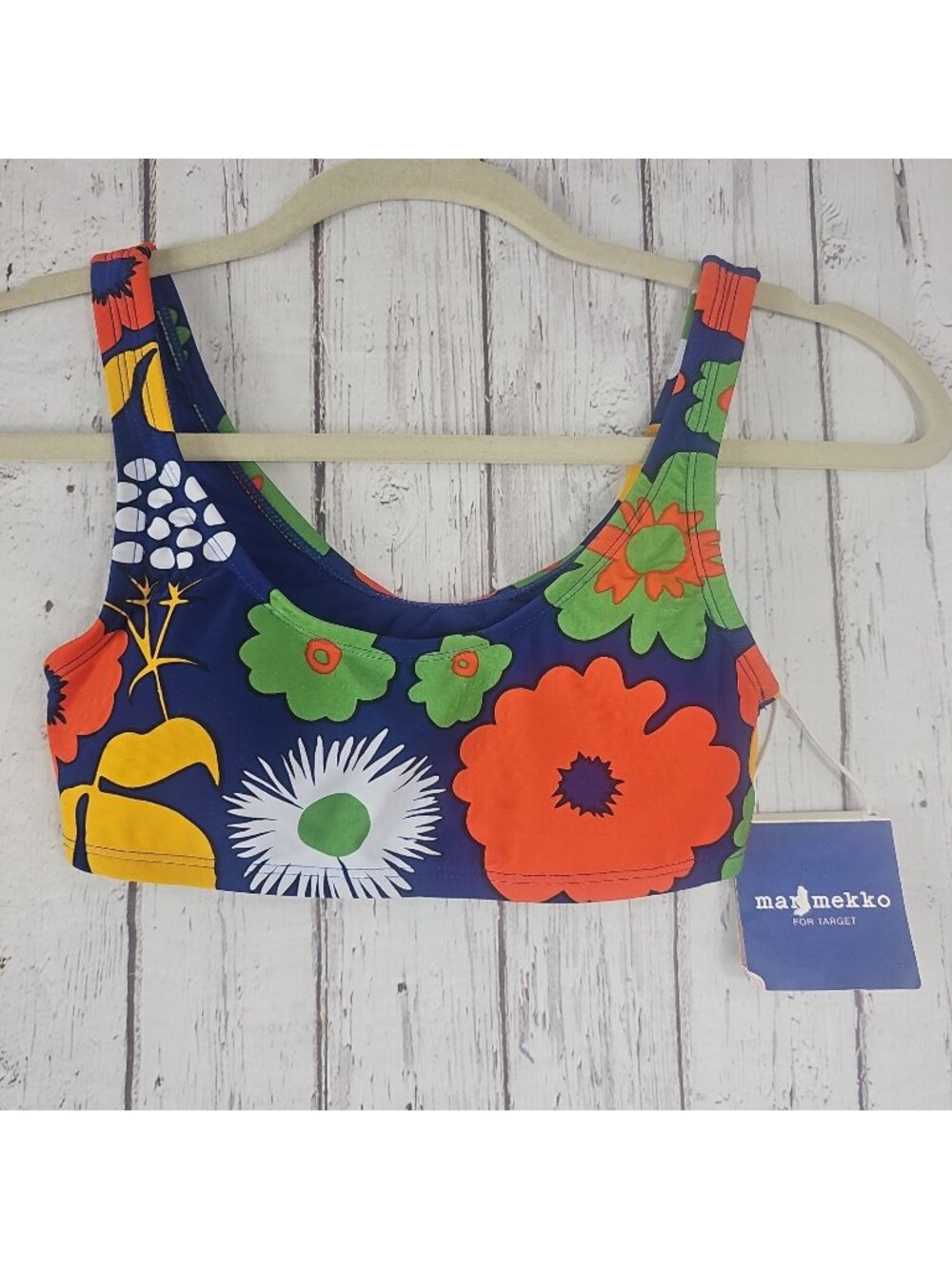 Marimekko for Target Swimsuit Top Bra Floral Kukkatori Blue Size XS UPF 50+ New
